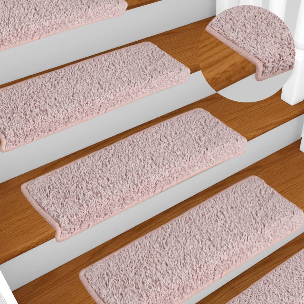 Vidaxl trapmatten 15 st 65x21x4 cm lichtroze met rechthoekige rand