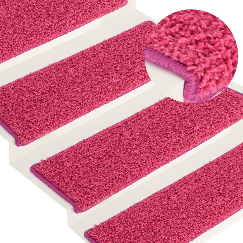 Vidaxl trapmatten 15 st 65x21x4 cm roze rechthoekige rand