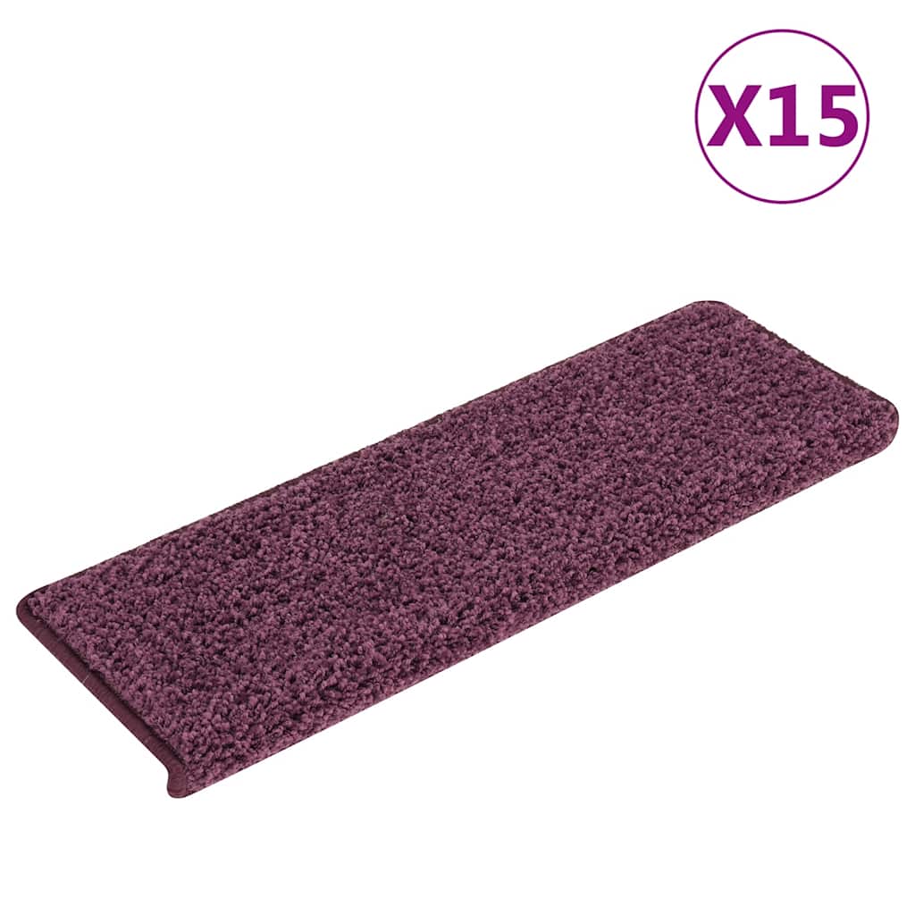 Vidaxl trapmatten 15 st 65x21x4 cm donkerpaars rechthoekige rand