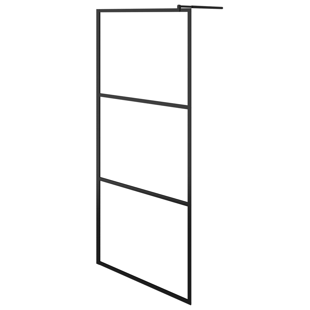 Vidaxl walk-in walk-in wall muro trasparente 80x195 cm vetro nero