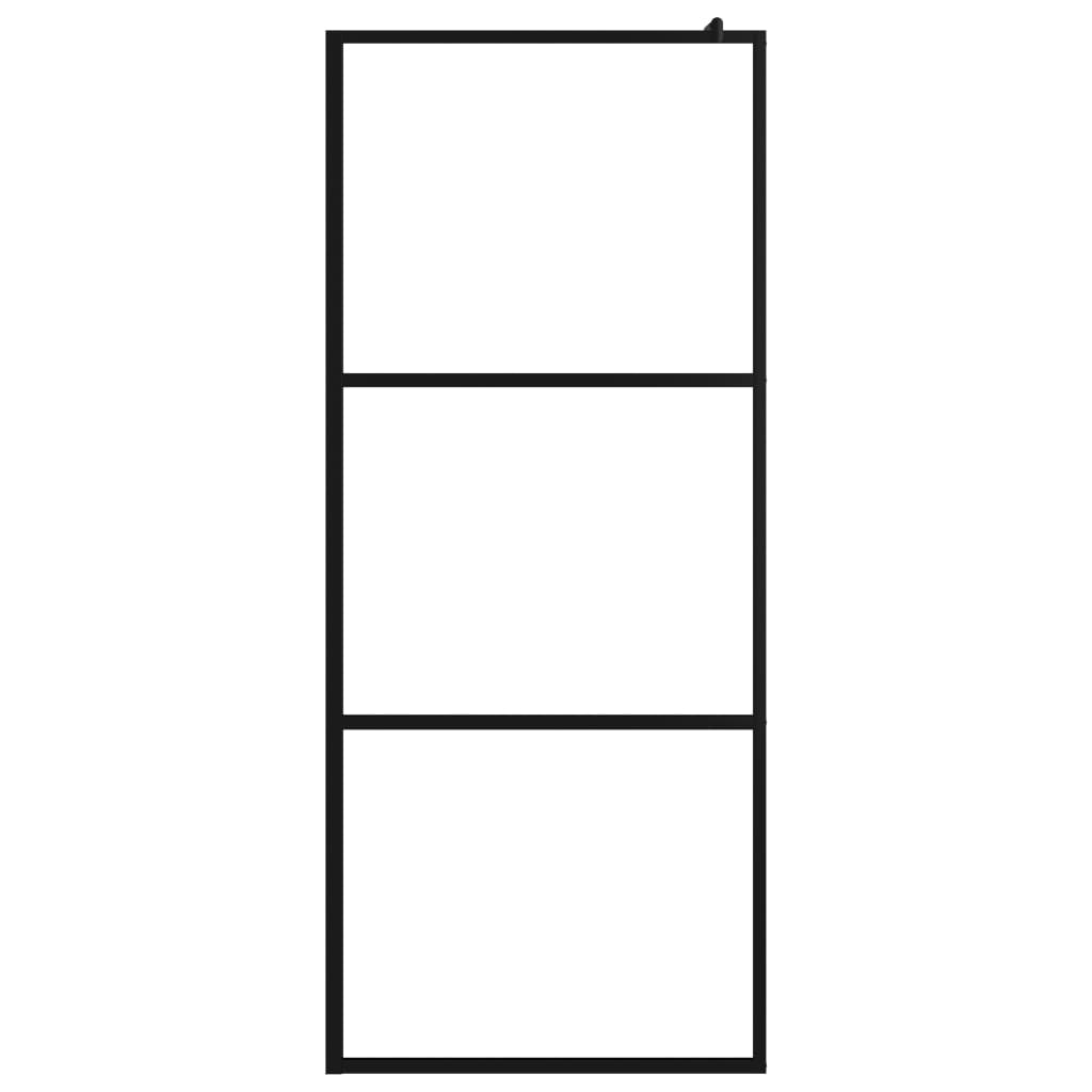 Vidaxl walk-in walk-in wall muro trasparente 80x195 cm vetro nero