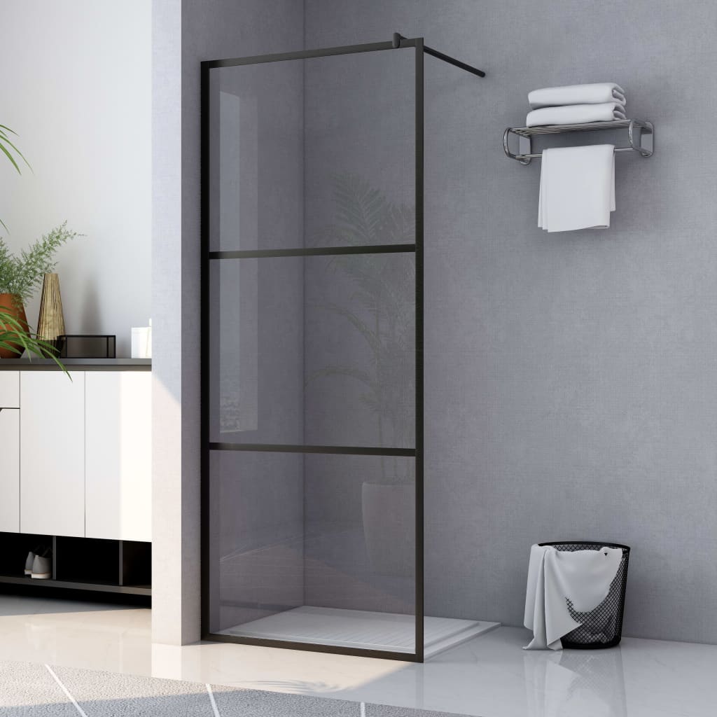 Vidaxl walk-in walk-in wall muro trasparente 80x195 cm vetro nero