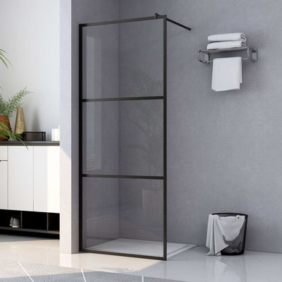 Vidaxl walk-in walk-in wall muro trasparente 80x195 cm vetro nero