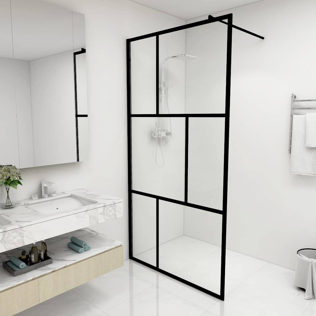 Vidaxl inloopdouchewand 100x195 cm gehard glas zwart