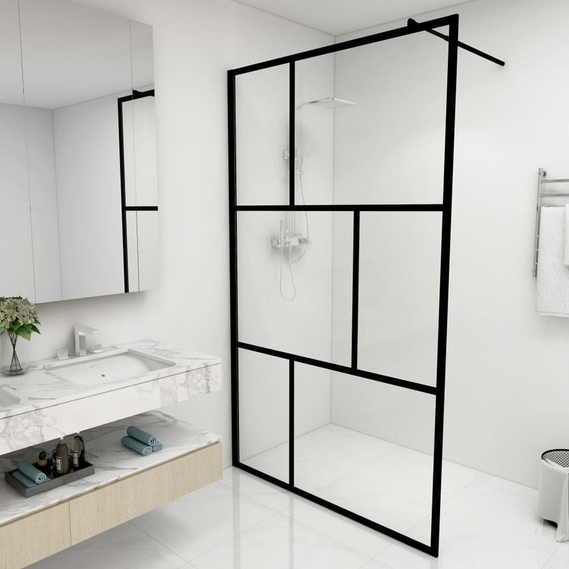 VidaXL Inloopdouchewand 115x195 cm gehard glas zwart