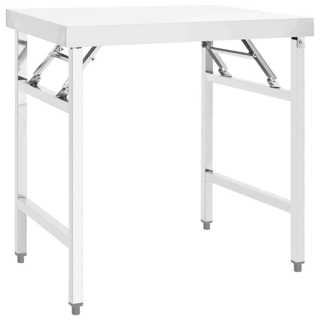 Vidaxl Table de cocina Plegable 85x60x80 cm de acero inoxidable