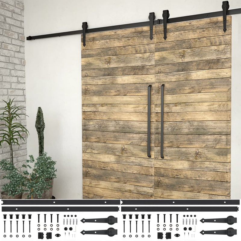 Conjuntos de hardware de Vidaxl para puertas correderas de 2 st 200 cm de acero negro
