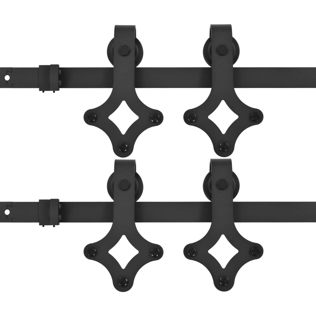 Conjuntos de hardware de Vidaxl para puertas correderas de 2 st 200 cm de acero negro