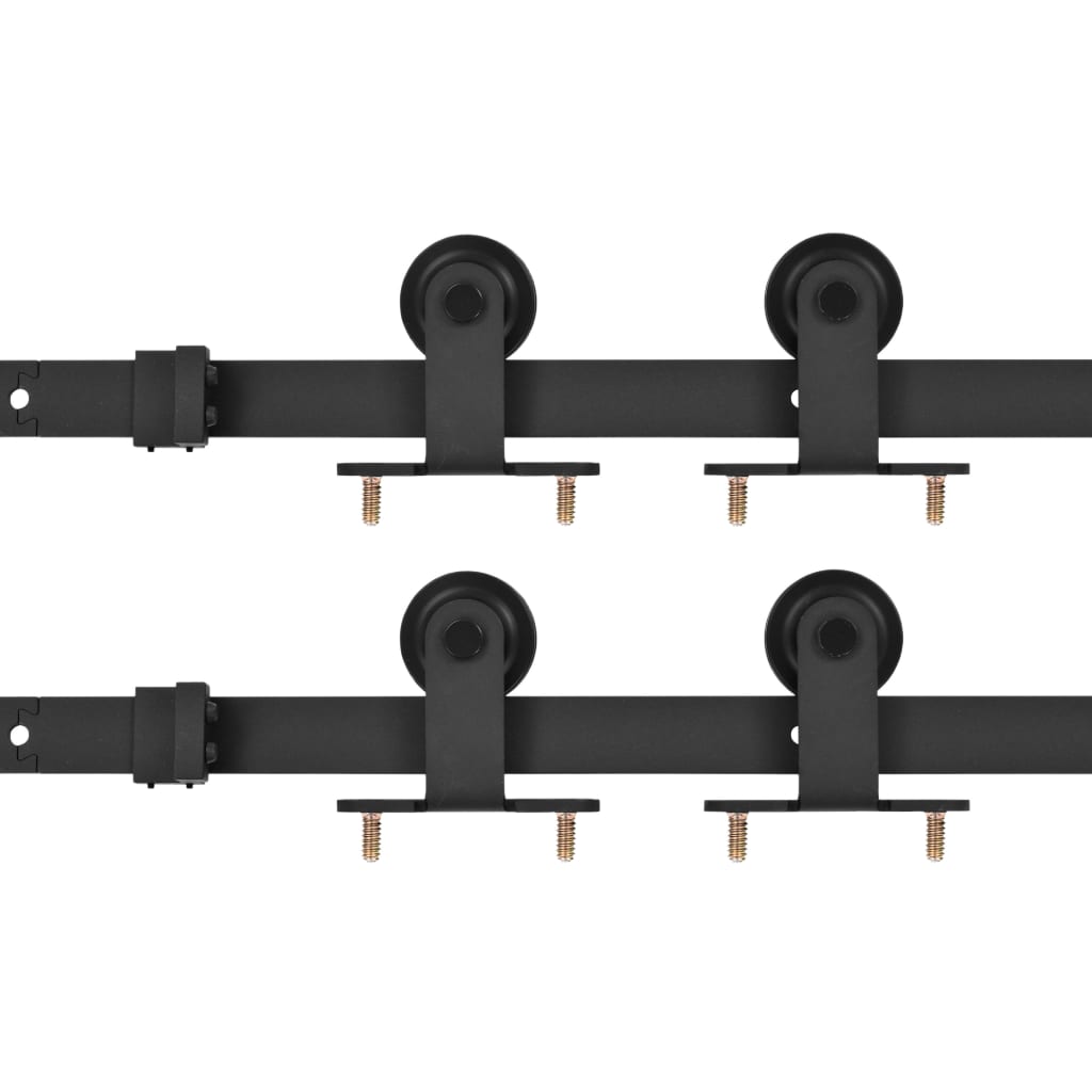 Conjuntos de hardware de Vidaxl para puertas correderas de 2 st 200 cm de acero negro