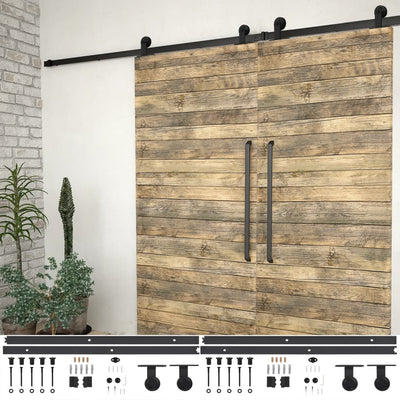 Set hardware Vidaxl per porte scorrevoli 2 St 200 cm in acciaio nero