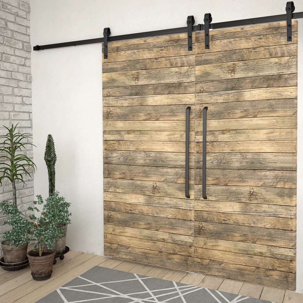 Set hardware Vidaxl per porte scorrevoli 2 St 183 cm in acciaio nero