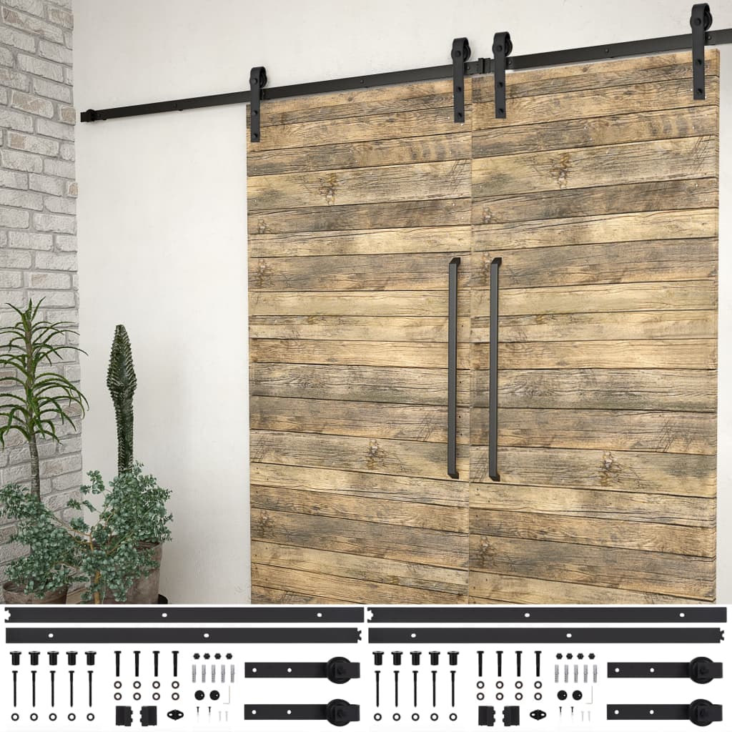 Set hardware Vidaxl per porte scorrevoli 2 St 183 cm in acciaio nero