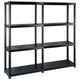 Vidaxl Storage Rack 4 capas 122x30.5x130 cm de plástico negro