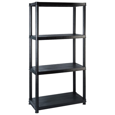 Vidaxl Storage Rack a 4 strati 122x30.5x130 cm di plastica nero