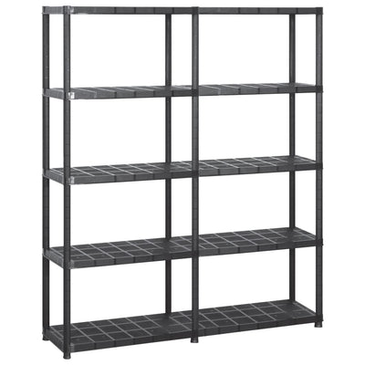 Vidaxl Storage Rack 5 Layer 142x38x170 cm de plástico negro