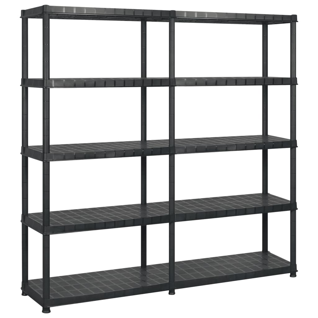 Vidaxl Storage Rack 5 Layer 183x45.7x185 cm de plástico negro
