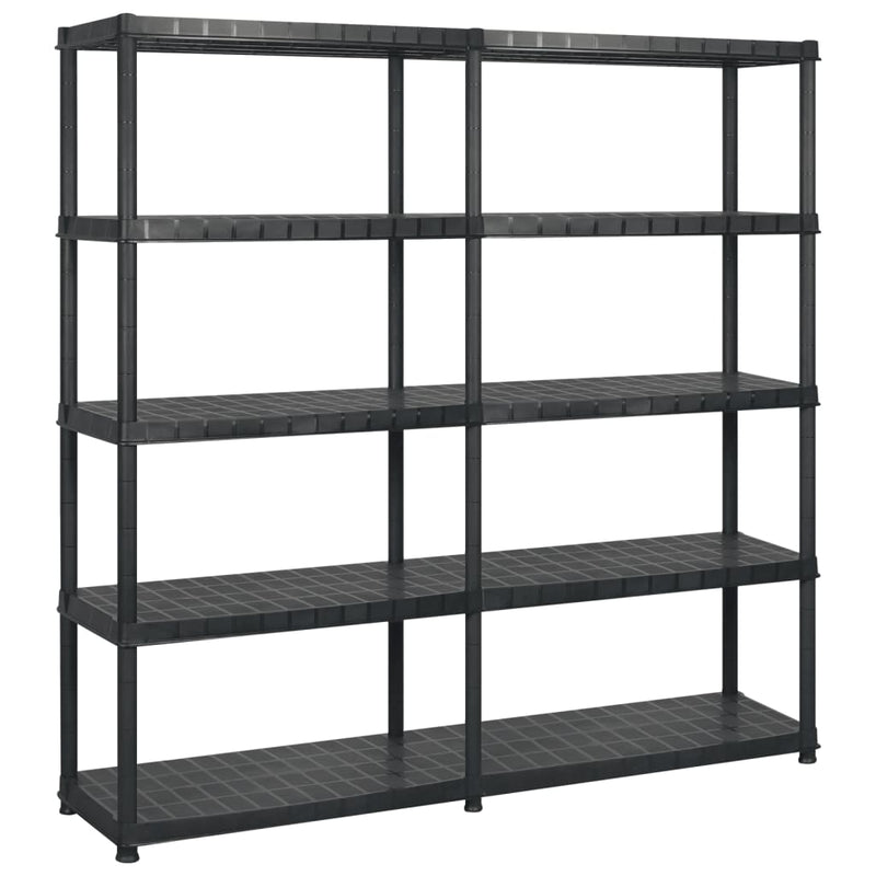 Vidaxl Storage Rack 5 Layer 183x45.7x185 cm de plástico negro