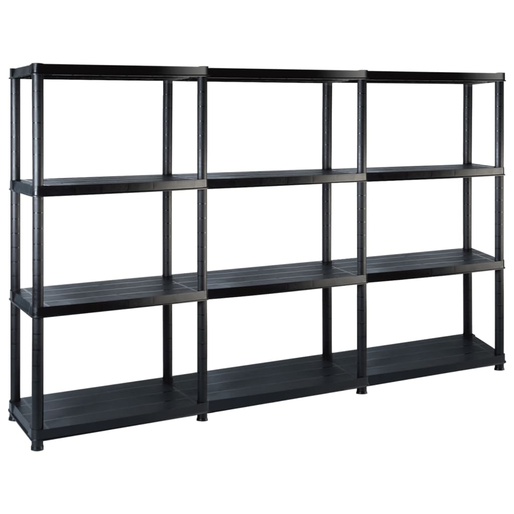 Vidaxl Storage Rack 4 capas 183x30.5x130 cm de plástico negro