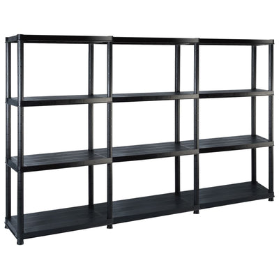 Vidaxl Storage Rack a 4 strati 183x30.5x130 cm di plastica nero