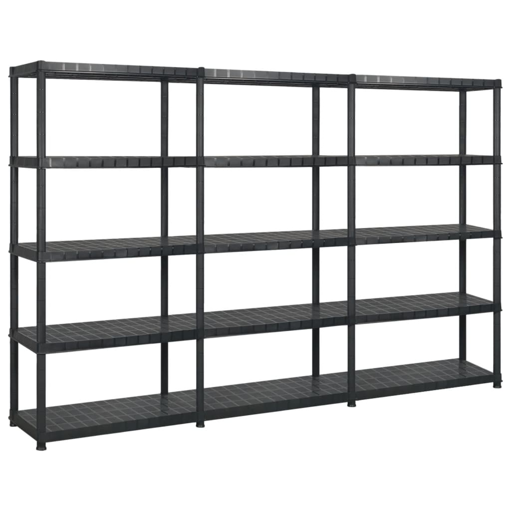 Vidaxl Rack de almacenamiento de 5 capas 255x40x185 cm de plástico negro