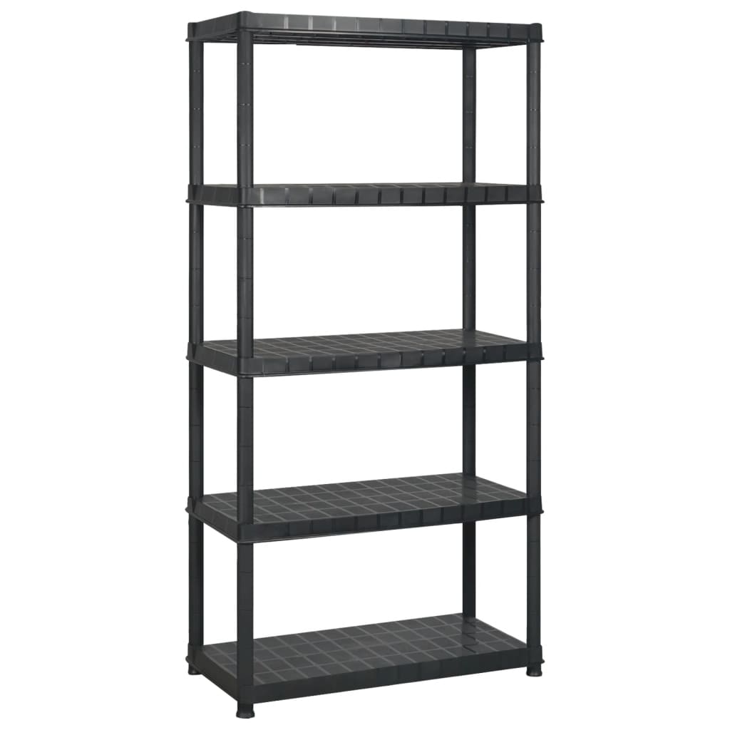 Vidaxl Rack de almacenamiento de 5 capas 255x40x185 cm de plástico negro
