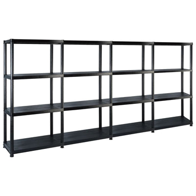 Vidaxl Storage Rack a 4 strati 244x30.5x130 cm di plastica nero