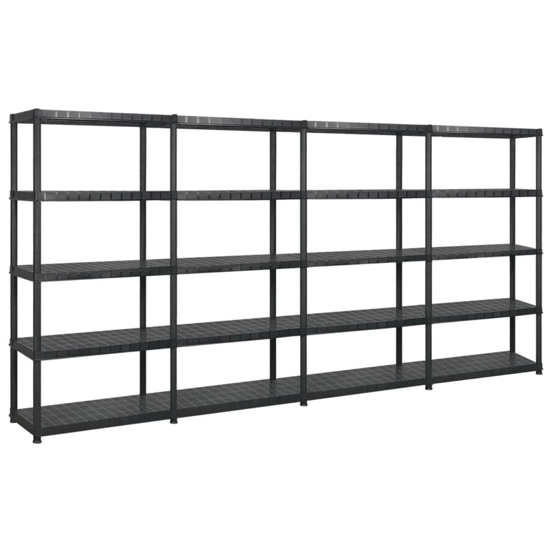 Vidaxl Storage Rack 5 Layer 340x40x185 cm de plástico negro