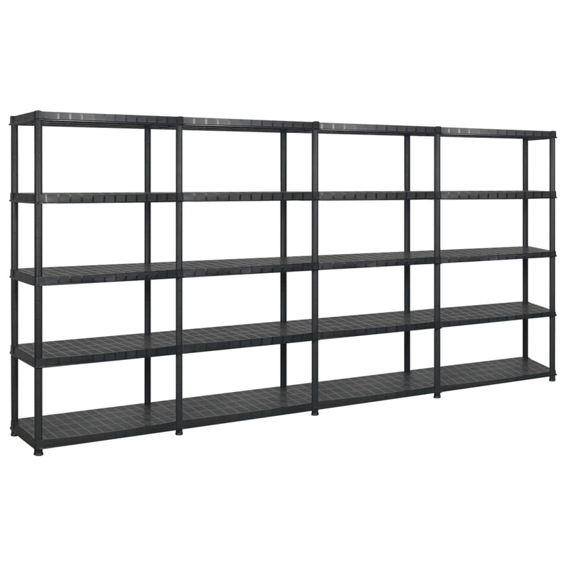 Vidaxl Storage Rack 5 Layer 366x45.7x185 cm de plástico negro