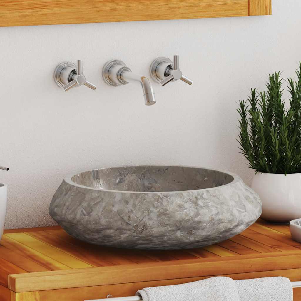 Vidaxl fregadero Ø40x12 cm de mármol gris