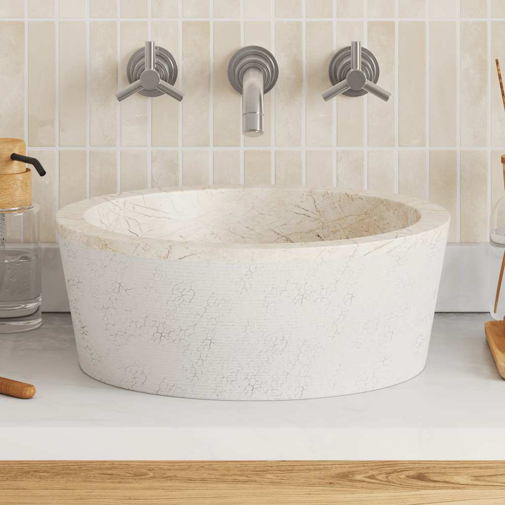 Vidaxl Sink Ø40x15 cm Crema di marmo colorato