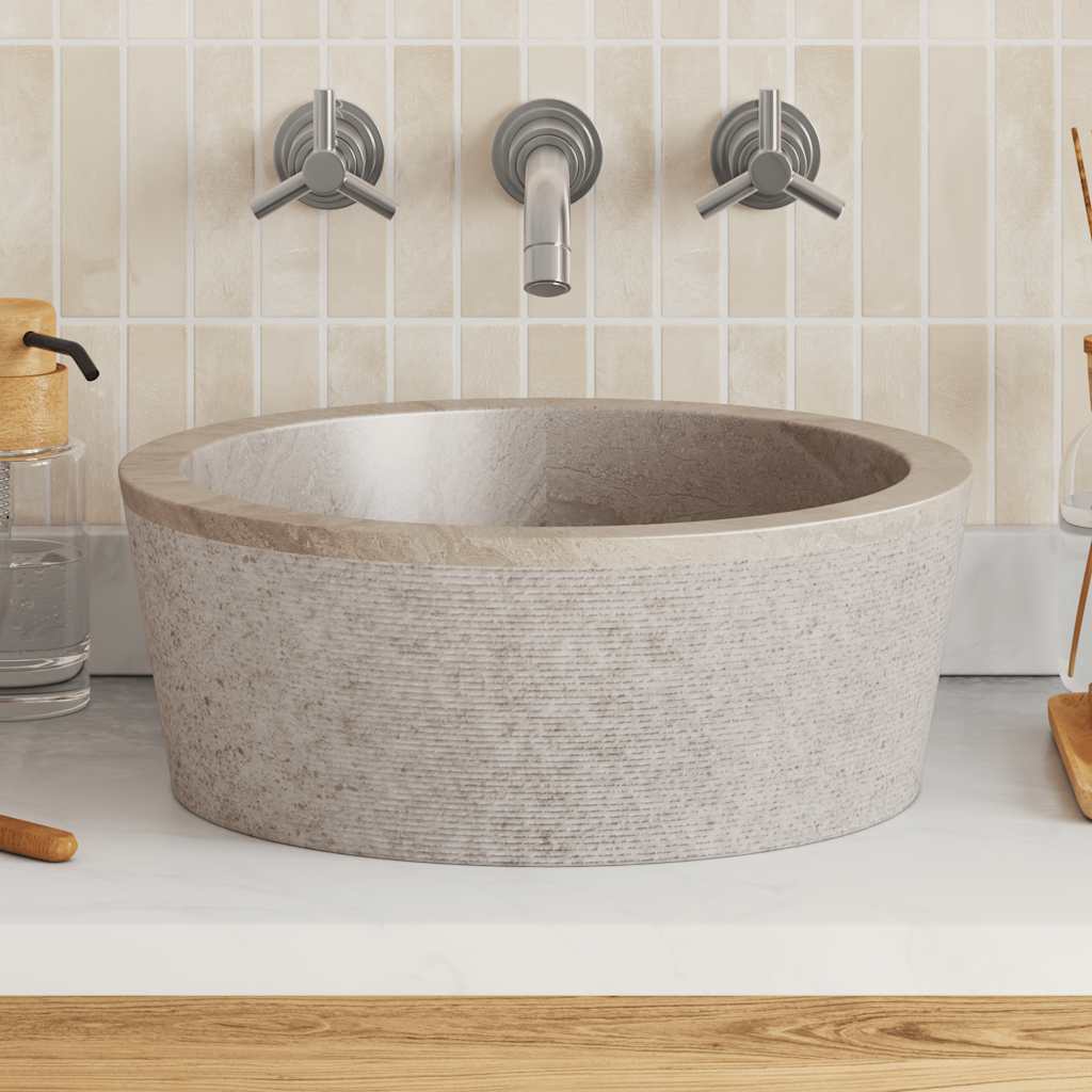 Vidaxl Sink Ø40x15 cm Marble grigio