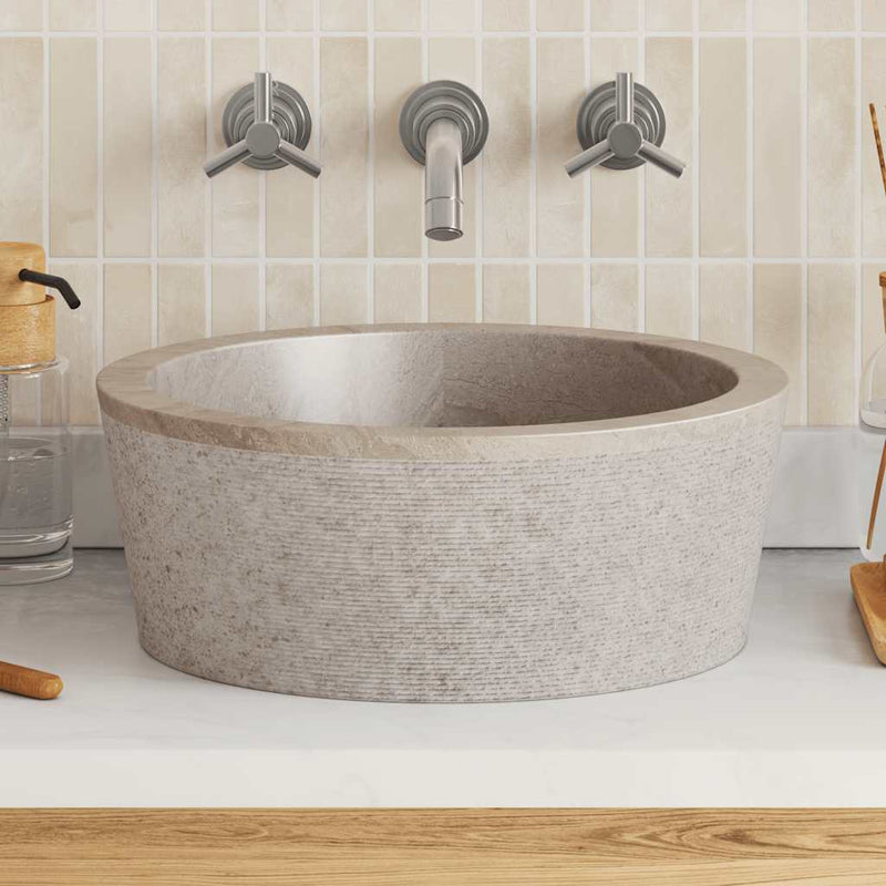 Vidaxl Sink Ø40x15 cm Marble grigio