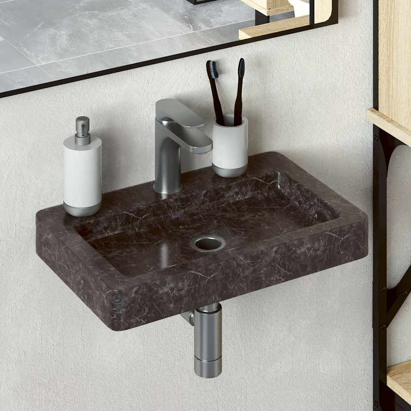 Vidaxl wastafel wandgemonteerd 38x24x6,5 cm marmer zwart