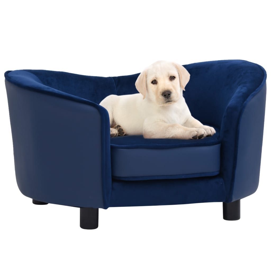 Vidaxl Dog Bank 69x49x40 cm pluche y de cuero artificial azul