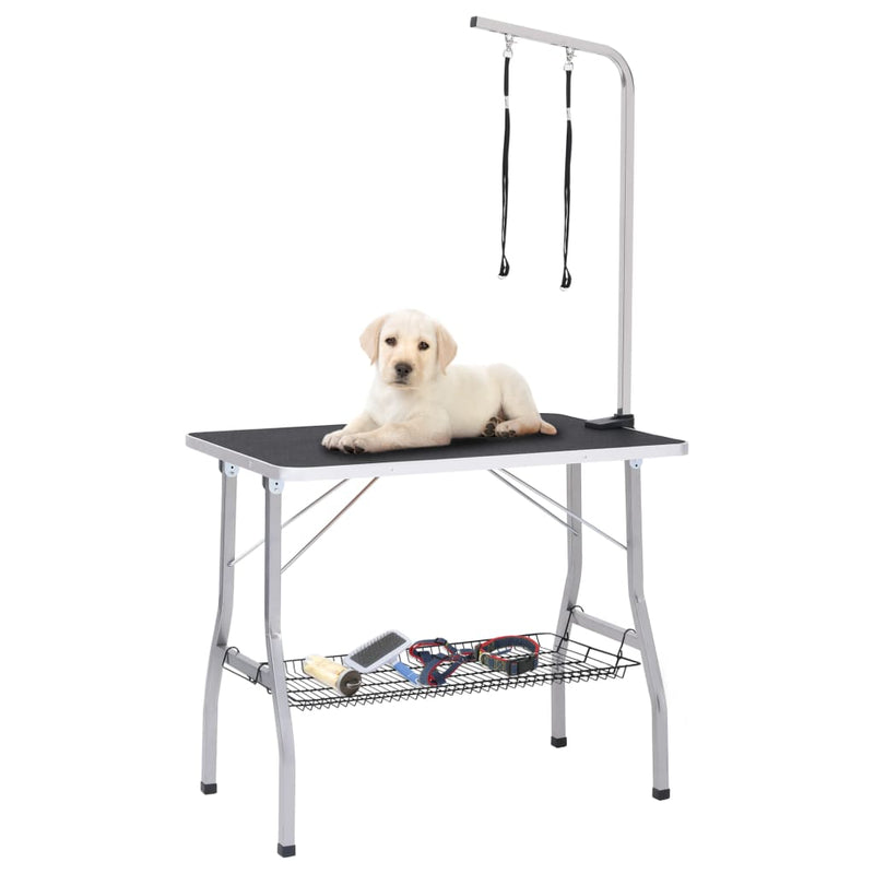 Vidaxl Table de ajuste de perro ajustable con 2 bucles y ciencia de almacenamiento