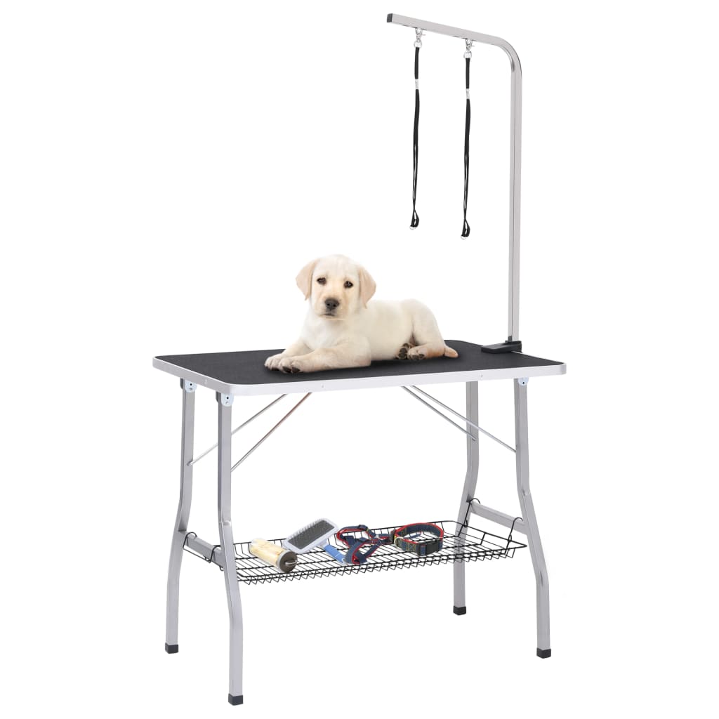 Vidaxl Table de ajuste de perro ajustable con 2 bucles y ciencia de almacenamiento