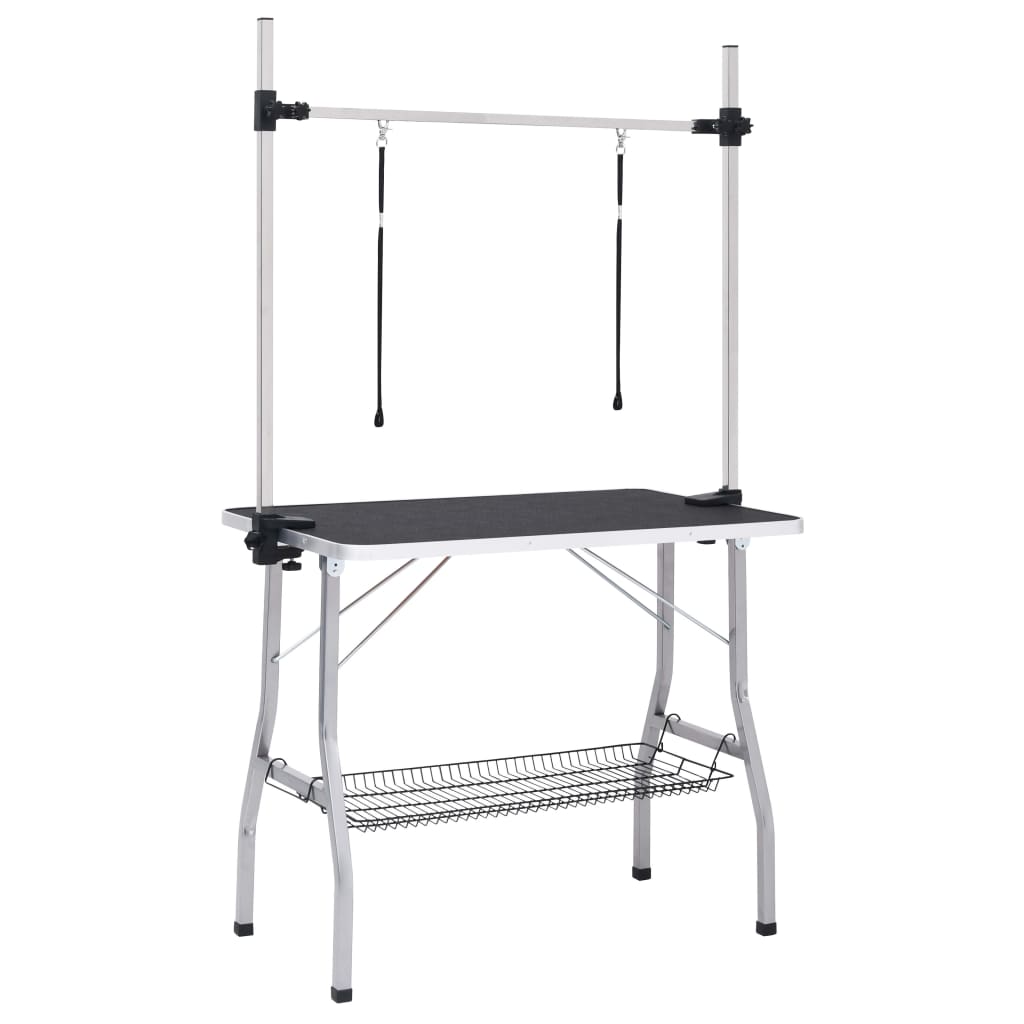 Vidaxl Table de ajuste de perro ajustable con 2 bucles y ciencia de almacenamiento
