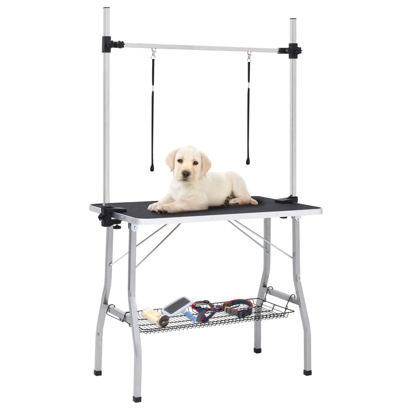 Vidaxl Table de ajuste de perro ajustable con 2 bucles y ciencia de almacenamiento