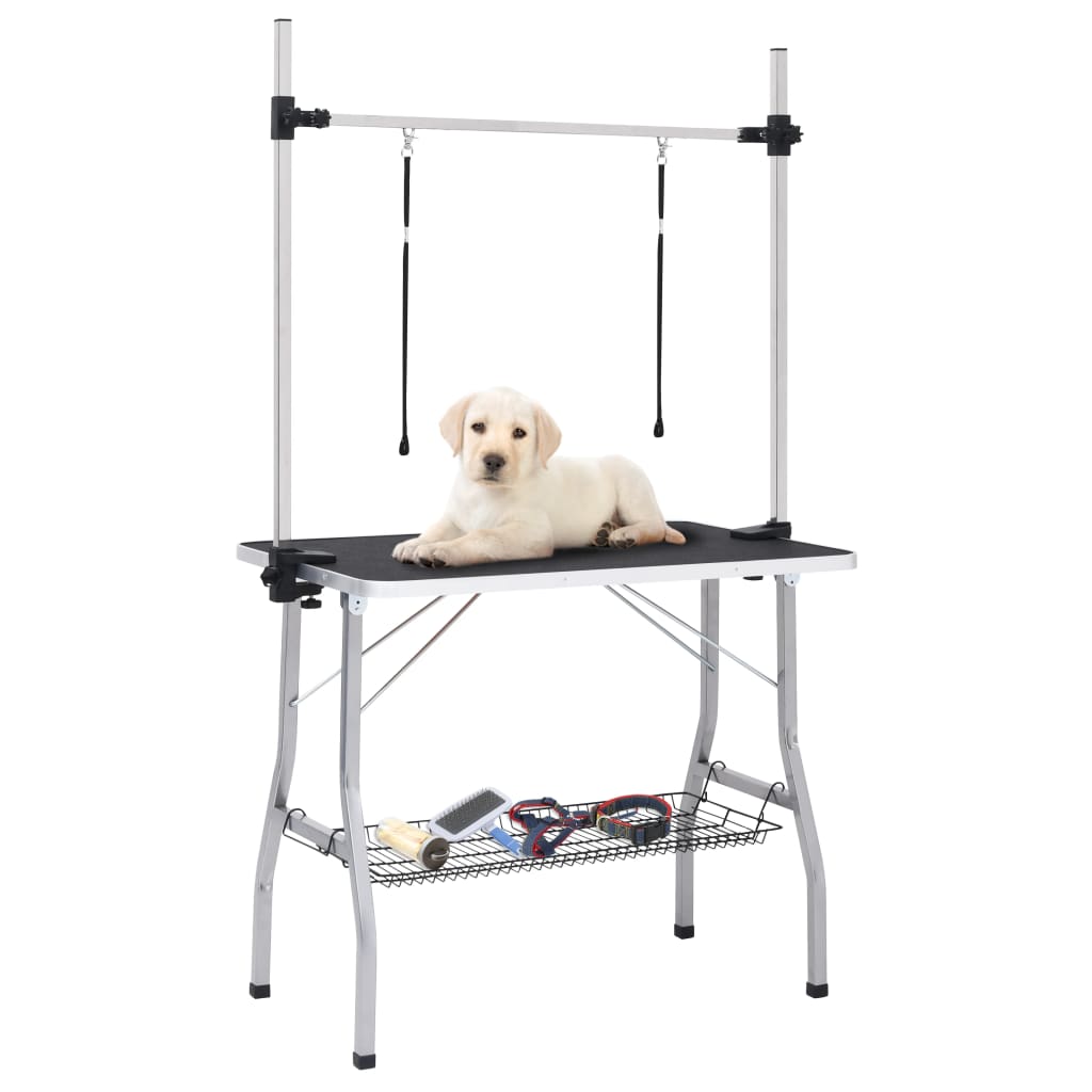 Vidaxl Table de ajuste de perro ajustable con 2 bucles y ciencia de almacenamiento