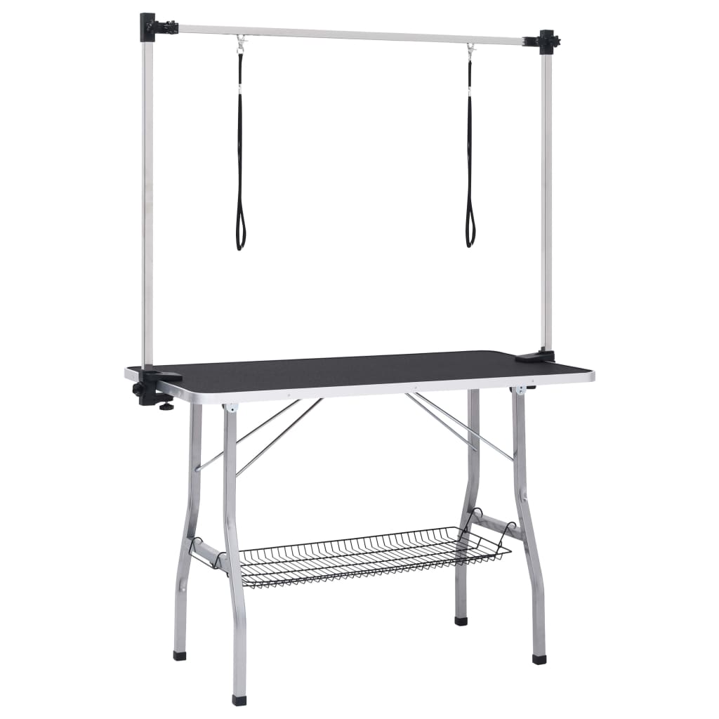 Vidaxl Table de ajuste de perro ajustable con 2 bucles y ciencia de almacenamiento
