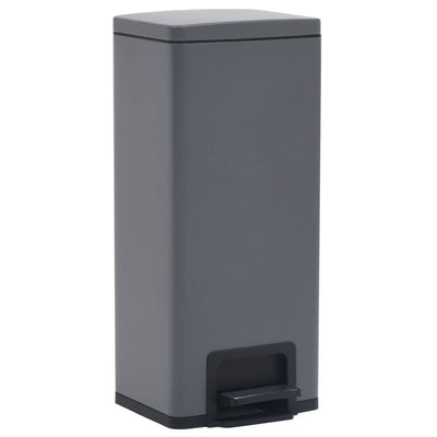Bin de pedal Vidaxl con gris de acero inoxidable de 30 L antifense.