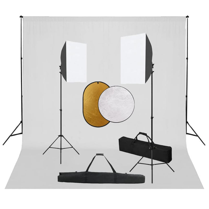 Vidaxl Photo Studio Set con lampade softbox, sfondo e riflettore