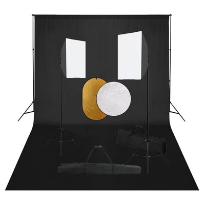 Vidaxl Photo Studio Conjunto con lámparas de softbox, fondo y reflector