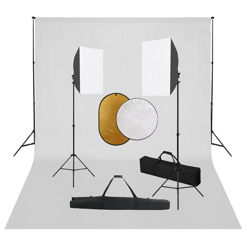 Vidaxl Photo Studio Set con lampade softbox, sfondo e riflettore