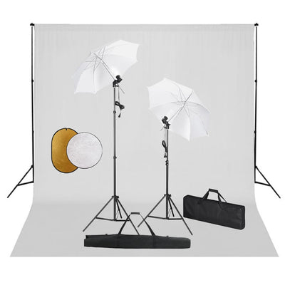 Vidaxl Photo Studio Set con lampade, ombrelli, sfondo e riflettore