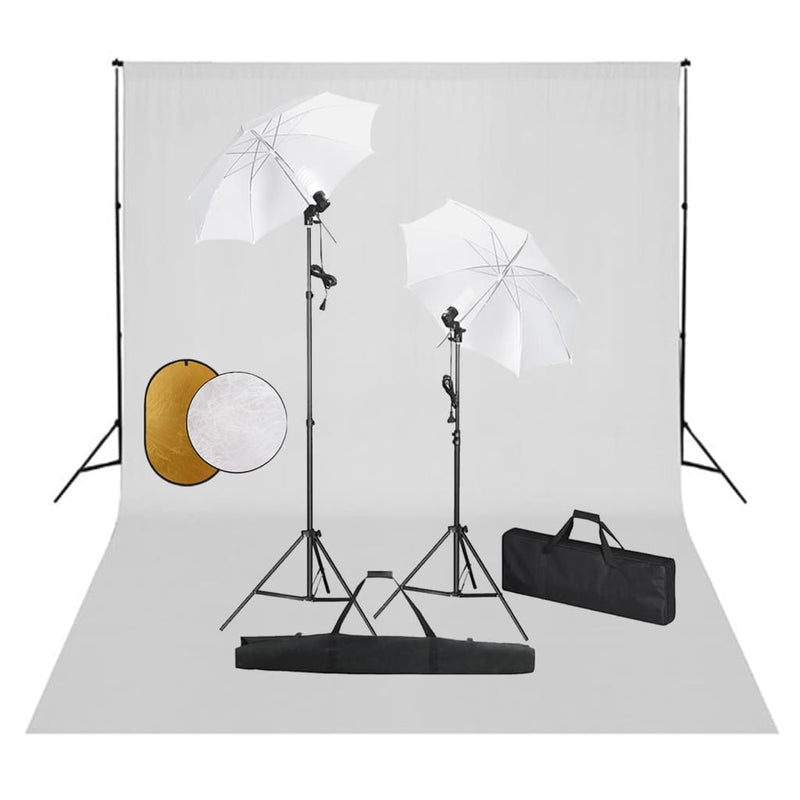 Vidaxl Photo Studio Set con lampade, ombrelli, sfondo e riflettore