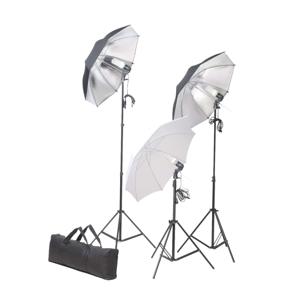 Vidaxl Photo Studio Set con lampade, ombrelli, sfondo e riflettore