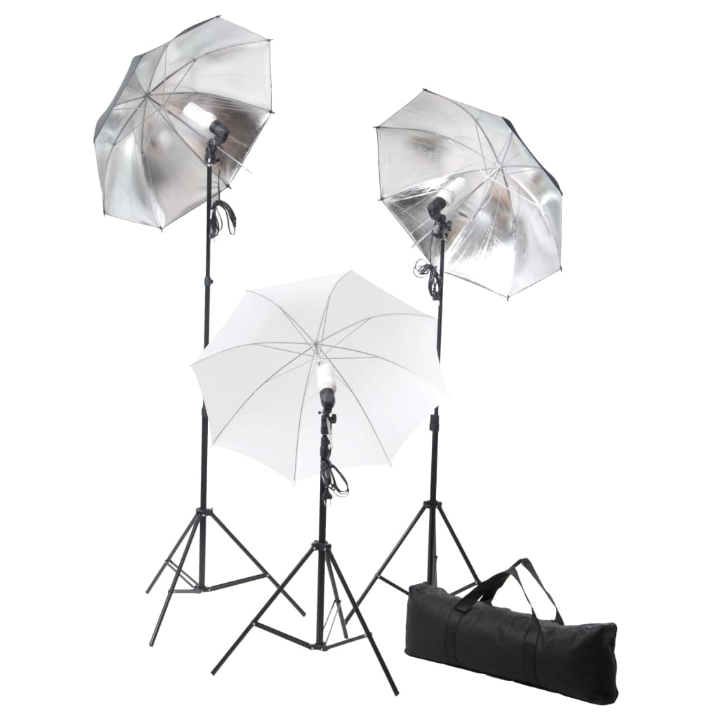 Vidaxl Photo Studio Set con lampade, ombrelli, sfondo e riflettore