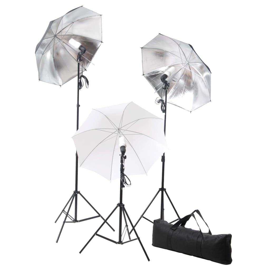 Vidaxl Photo Studio Set con lampade, ombrelli, sfondo e riflettore