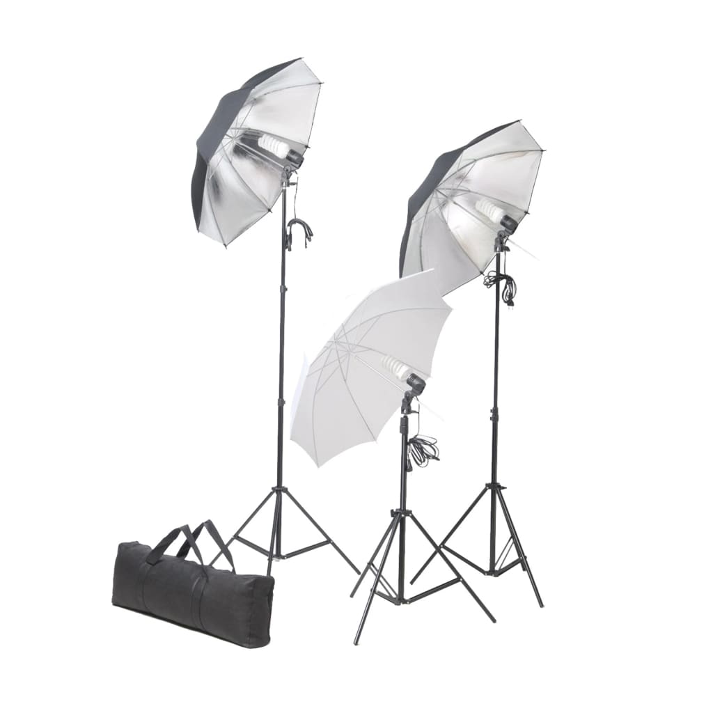 Vidaxl Photo Studio Set con lampade, ombrelli, sfondo e riflettore